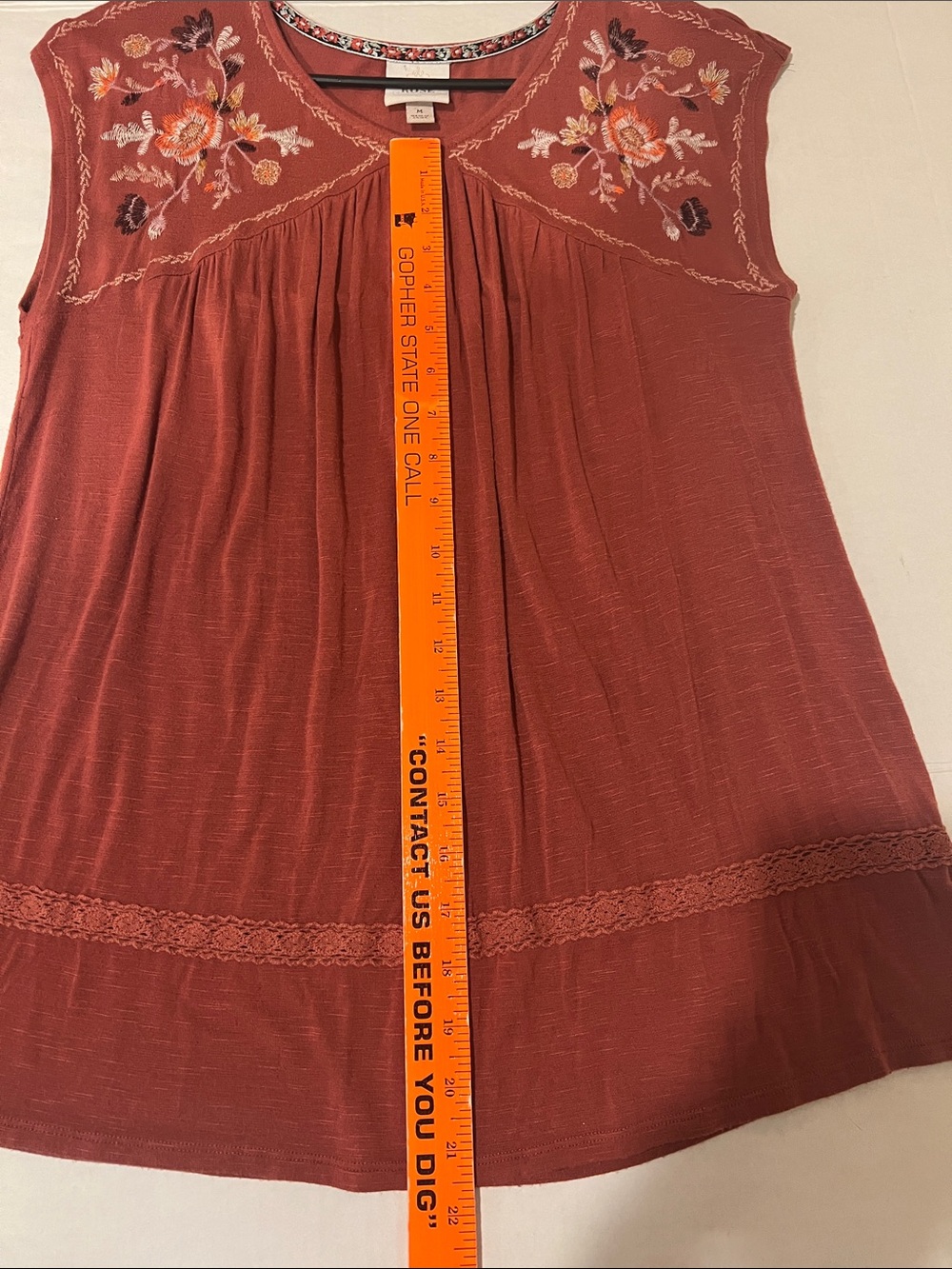 Knox Rose Sleeveless Boho Floral Embroidered Tunic Peasant Top Blouse Festival M - Picture 12 of 15